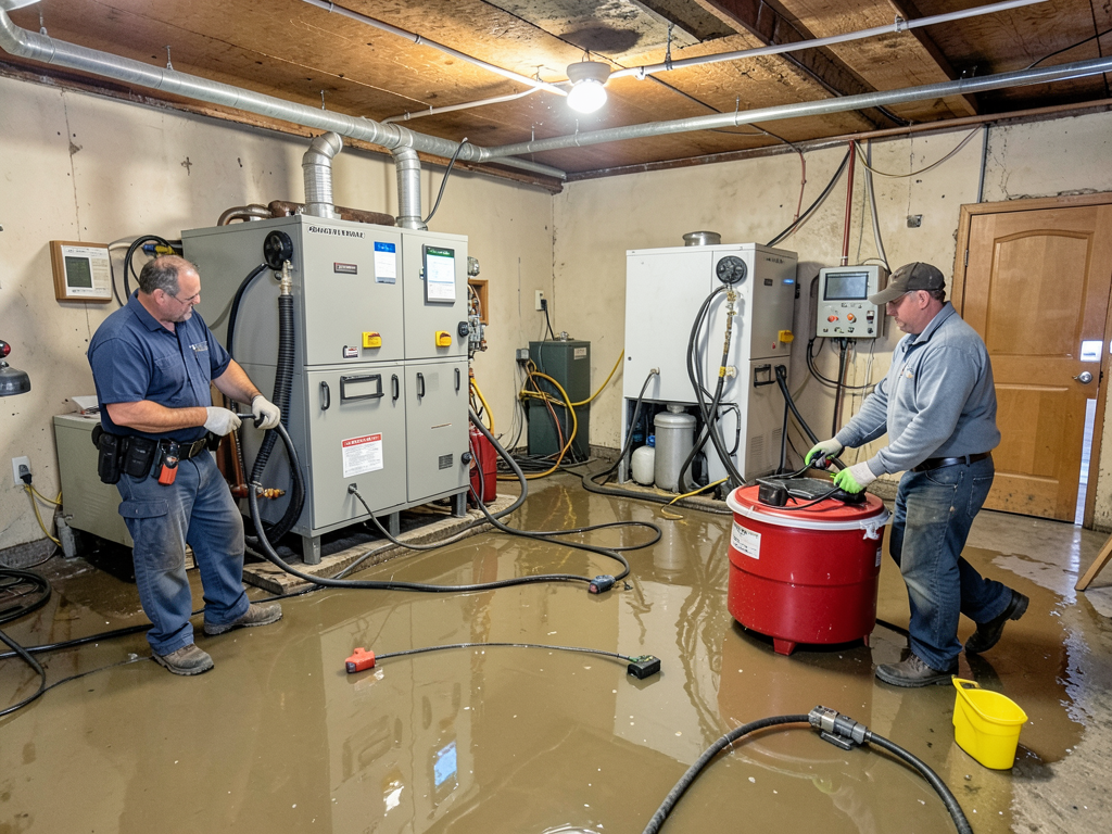 Emergency frozen pipe repair and water cleanup in